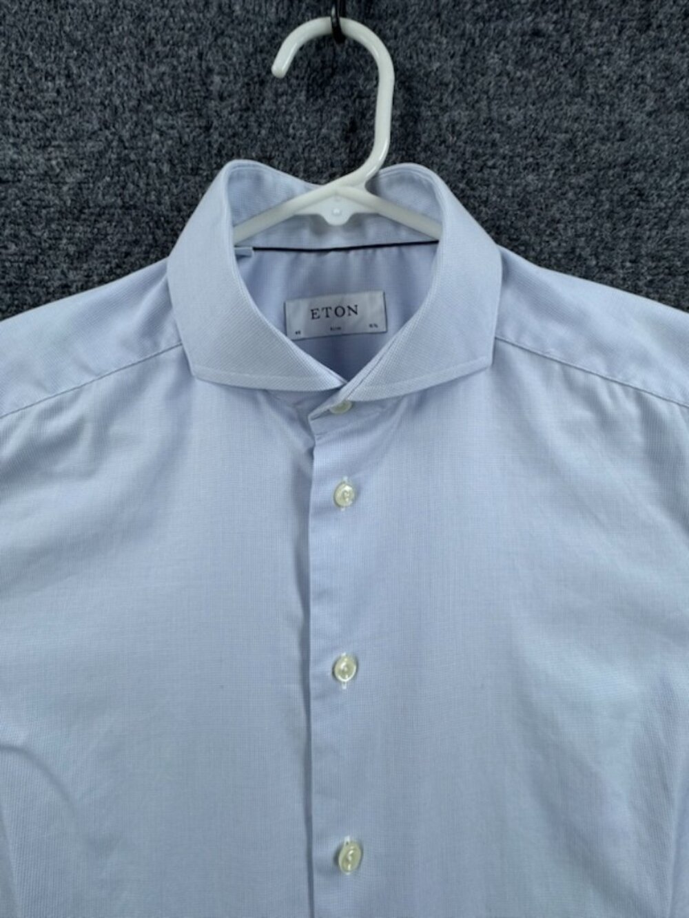 Eton Cambridge Slim 15.75 Blue White Long Sleeve Cotton Shirt Elegant Button Up